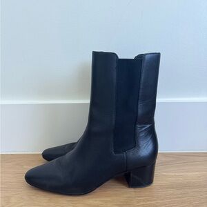 J. Crew Black Leather Heeled Boots